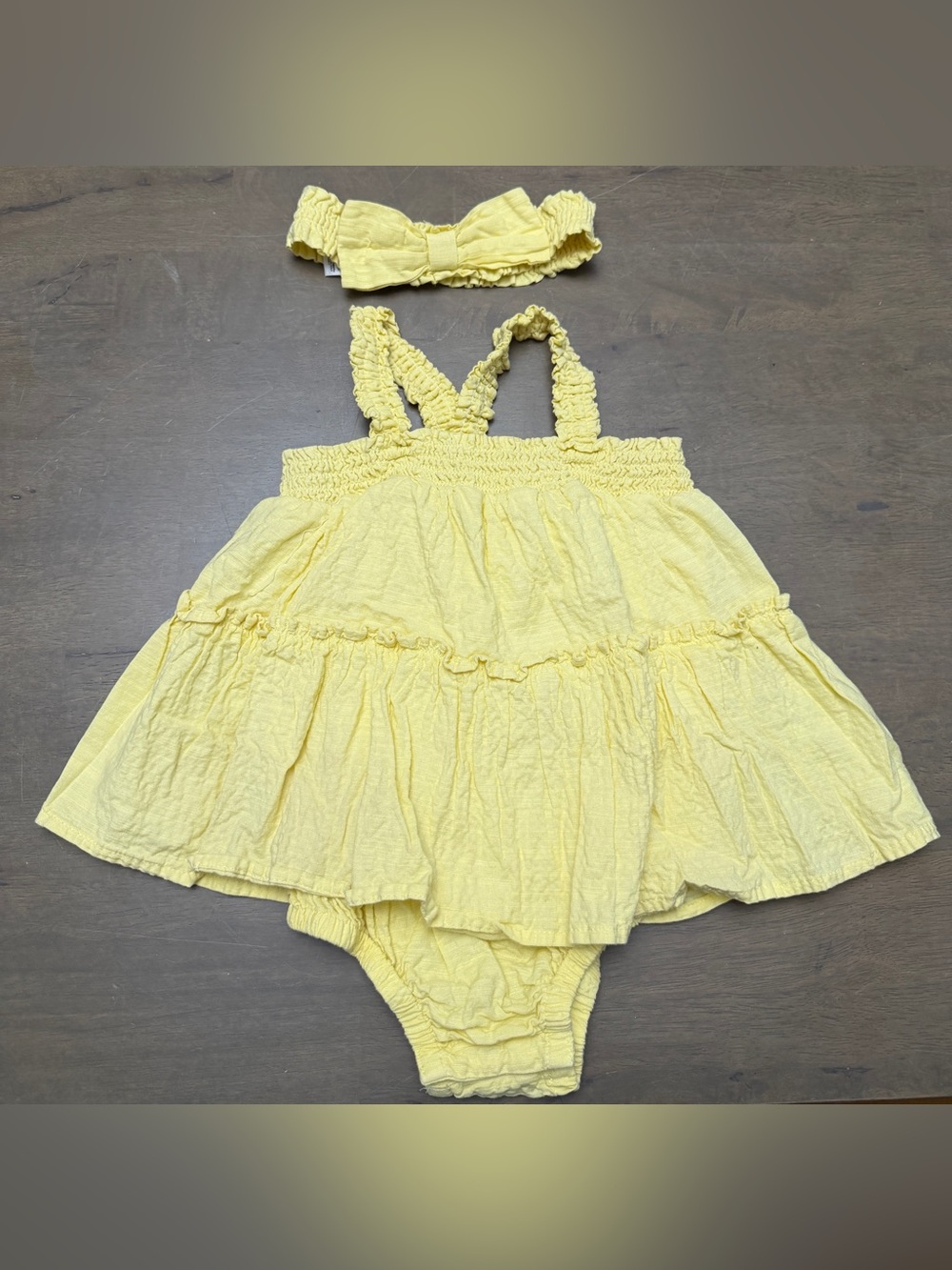 Old Navy Yellow Ruffle Sundress with Matching Headband